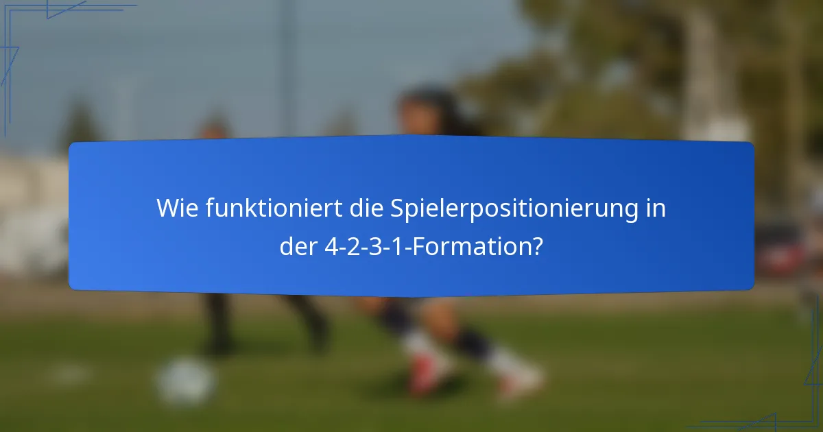 Wie funktioniert die Spielerpositionierung in der 4-2-3-1-Formation?
